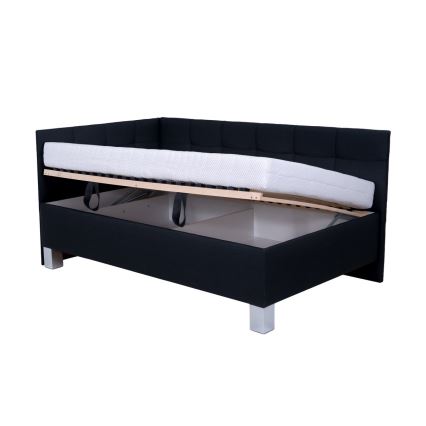 Lit rembourré avec matelas et coffre de rangement MARIA PETITE 120x200 cm, anthracite