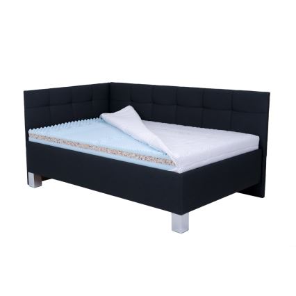 Lit rembourré avec matelas et coffre de rangement MARIA PETITE 120x200 cm, anthracite