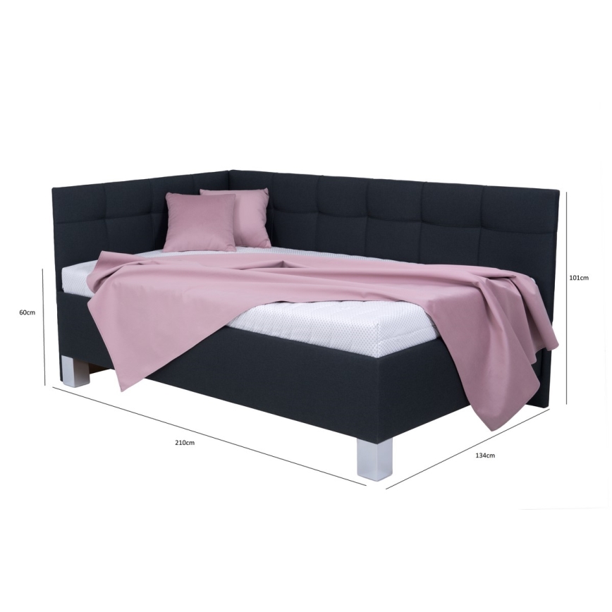 Lit rembourré avec matelas et coffre de rangement MARIA PETITE 120x200 cm, anthracite