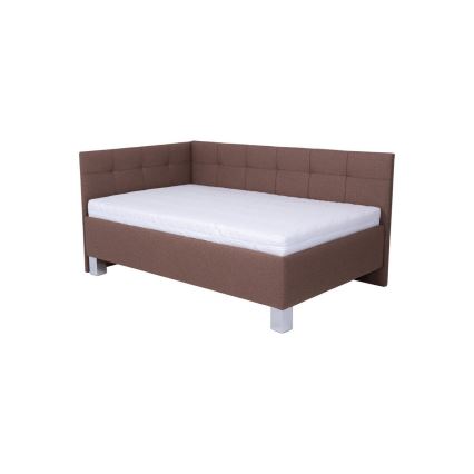 Lit rembourré avec matelas et coffre de rangement MARIA PETITE 120x200 cm marron