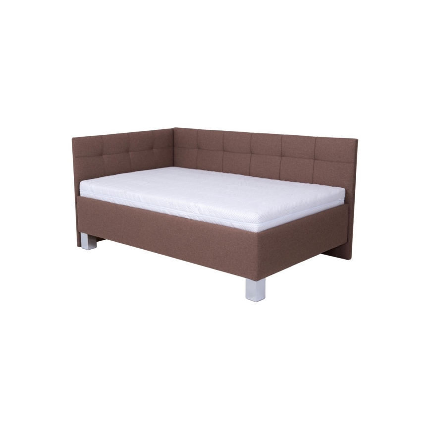 Lit rembourré avec matelas et coffre de rangement MARIA PETITE 120x200 cm marron