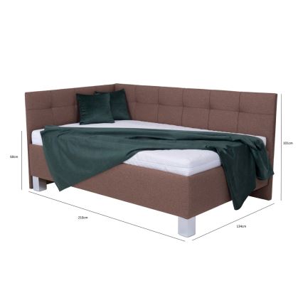 Lit rembourré avec matelas et coffre de rangement MARIA PETITE 120x200 cm marron