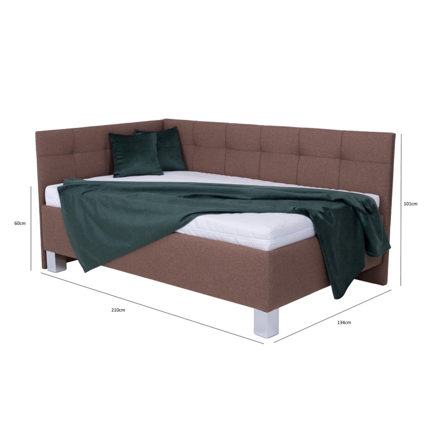 Lit rembourré avec matelas et coffre de rangement MARIA PETITE 120x200 cm marron