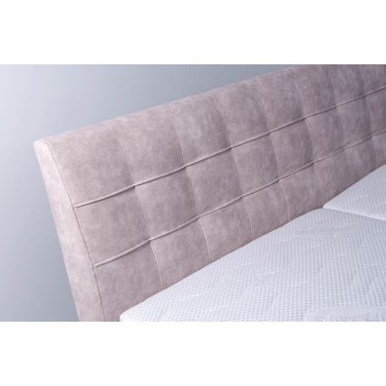 Lit rembourré avec matelas et coffre de rangement VIOLET 180x200 cm beige