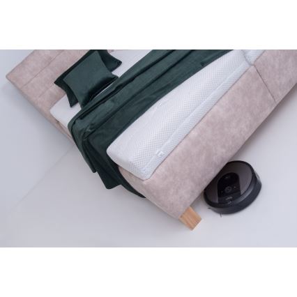 Lit rembourré avec matelas et coffre de rangement VIOLET 180x200 cm beige