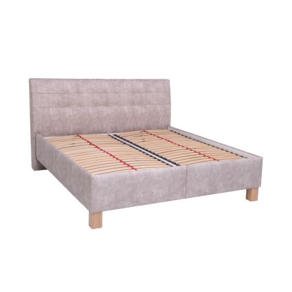 Lit rembourré avec matelas et coffre de rangement VIOLET 180x200 cm beige