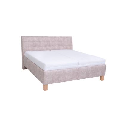Lit rembourré avec matelas et coffre de rangement VIOLET 180x200 cm beige