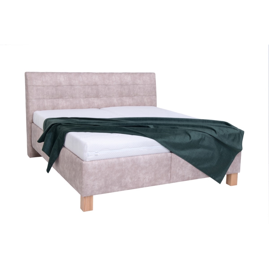 Lit rembourré avec matelas et coffre de rangement VIOLET 180x200 cm beige