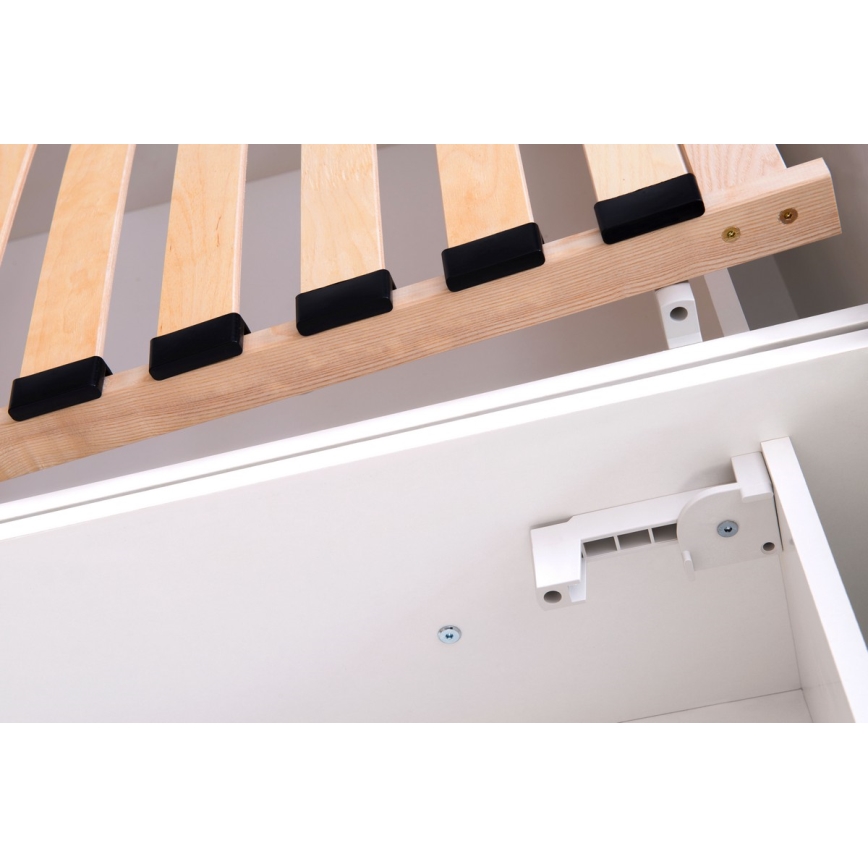 Lit rembourré avec matelas et espace de stockage ALIS 160x200 cm gris clair