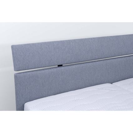 Lit rembourré avec matelas et espace de stockage ALIS 160x200 cm gris clair