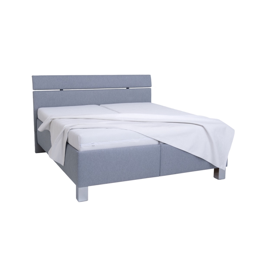 Lit rembourré avec matelas et espace de stockage ALIS 160x200 cm gris clair