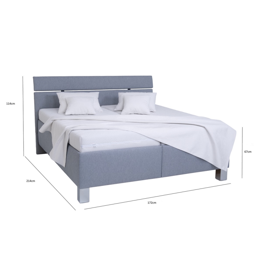Lit rembourré avec matelas et espace de stockage ALIS 160x200 cm gris clair