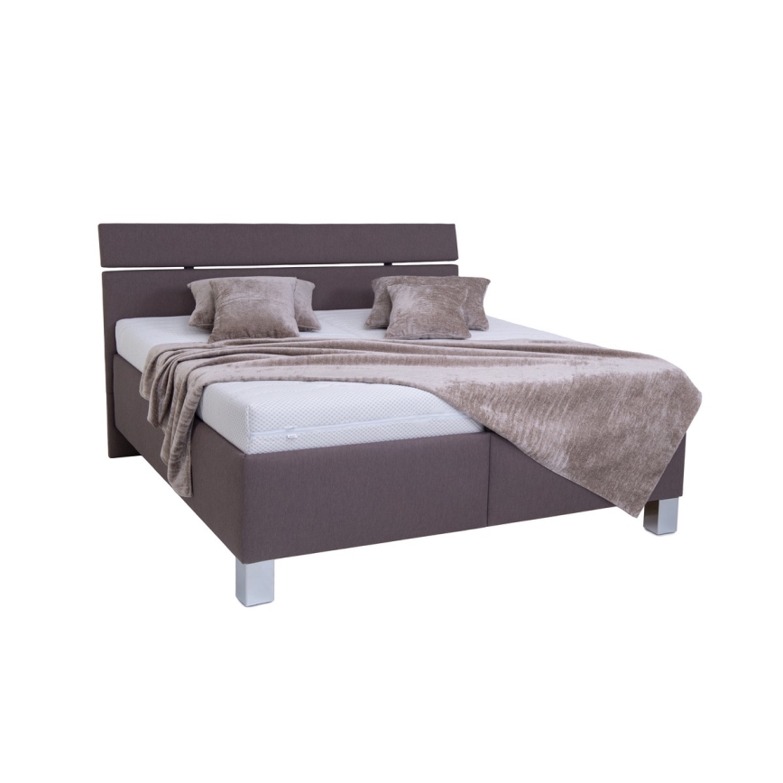 Lit rembourré avec matelas et espace de stockage ALIS 180x200 cm marron