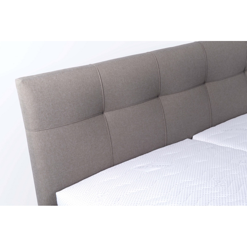 Lit rembourré avec matelas et espace de stockage MARIA 160x200 cm taupe