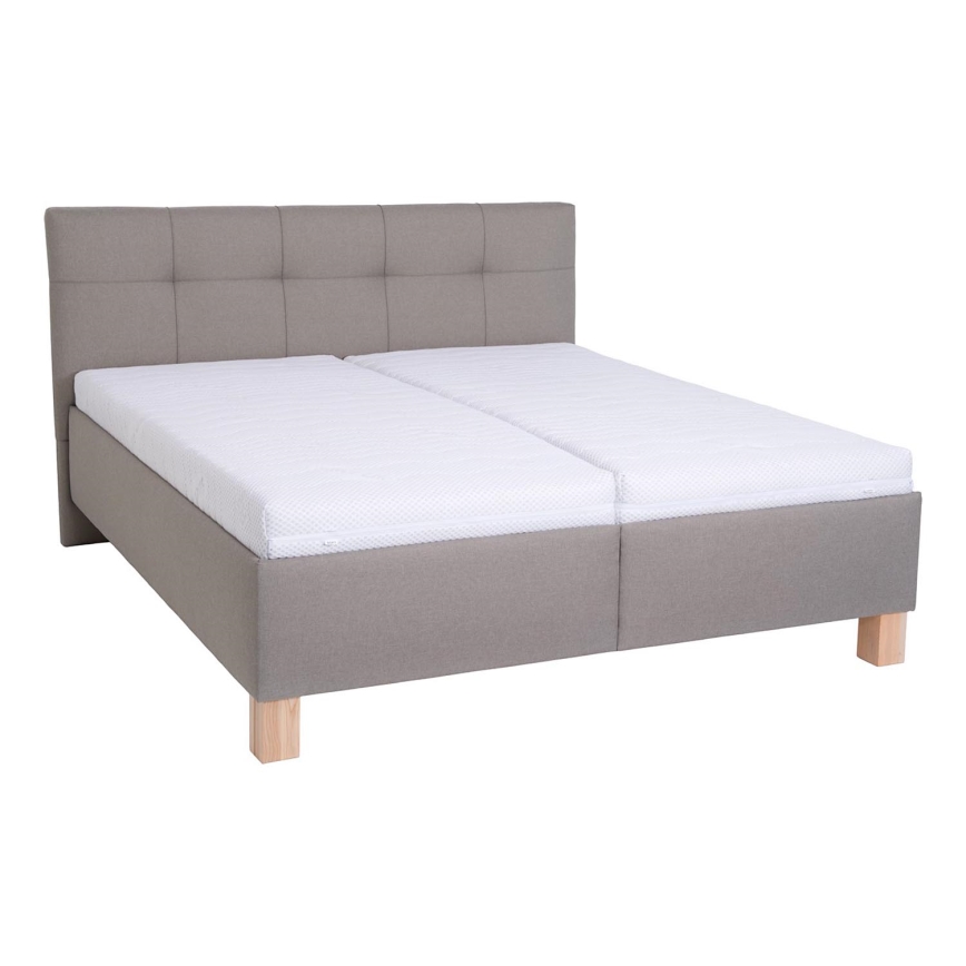 Lit rembourré avec matelas et espace de stockage MARIA 180x200 cm taupe