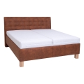 Lit rembourré avec matelas et espace de stockage VIOLET 160x200 cm cognac marron