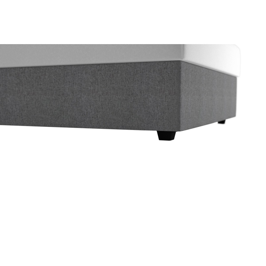 Lit rembourré DARIA 120 x 200 cm avec coffre de rangement et matelas, gris