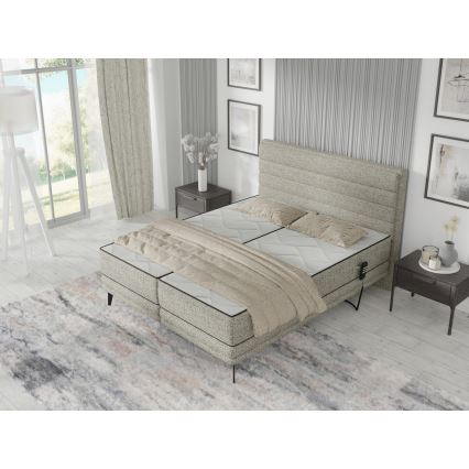 Lit rembourré électrique réglable avec matelas MILA 160x200 cm gris