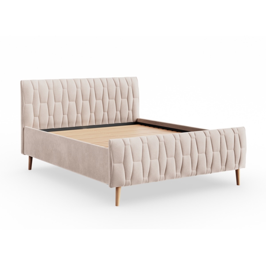 Lit rembourré FLORA 160 x 200 cm, beige — sans matelas