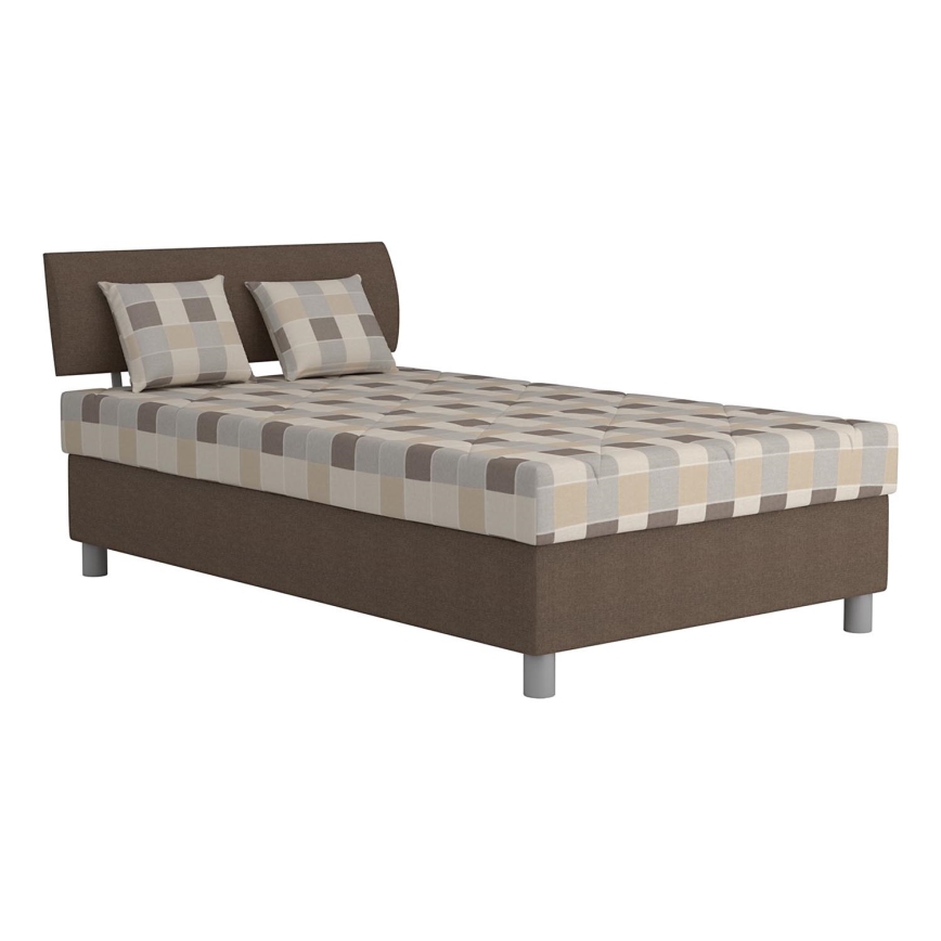 Lit rembourré GEORGE 120 x 200 cm avec coffre de rangement et matelas, marron