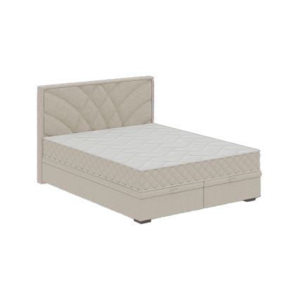 Lit rembourré GINA 180x200 cm avec matelas inclus et coffre de rangement, beige