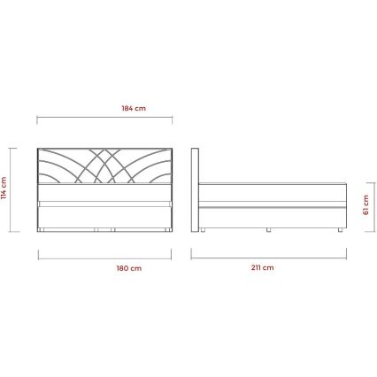 Lit rembourré GINA 180x200 cm avec matelas inclus et coffre de rangement, beige