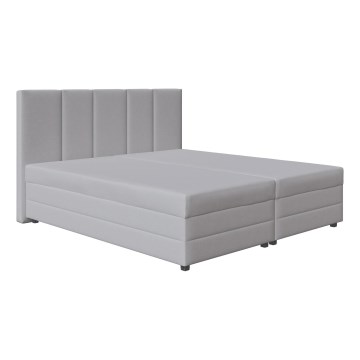 Lit rembourré ISABEL 160x200 avec matelas à ressorts et coffre de rangement, gris clair