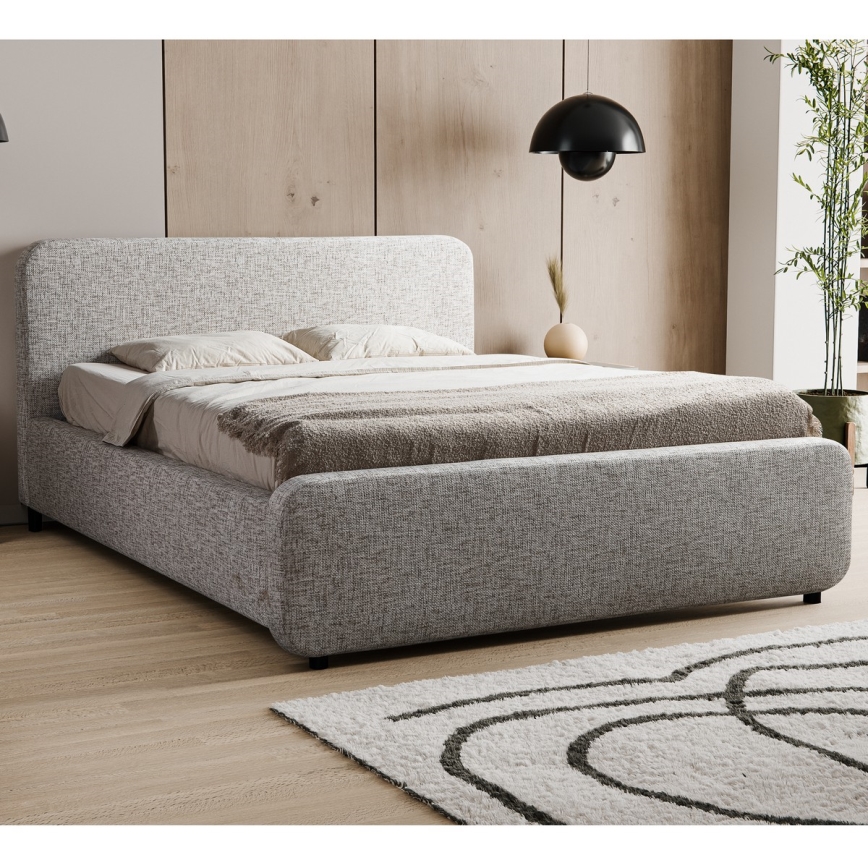 Lit rembourré LAJLA 160 x 200 cm sans matelas, beige