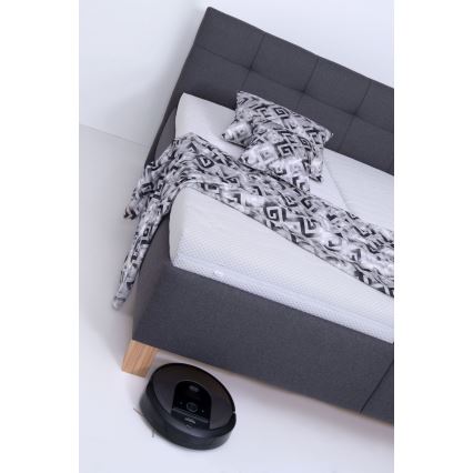 Lit rembourré MARIA 160 x 200 cm avec matelas et coffre de rangement, gris