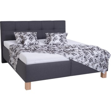 Lit rembourré MARIA 180x200 cm avec coffre de rangement, sans matelas, gris
