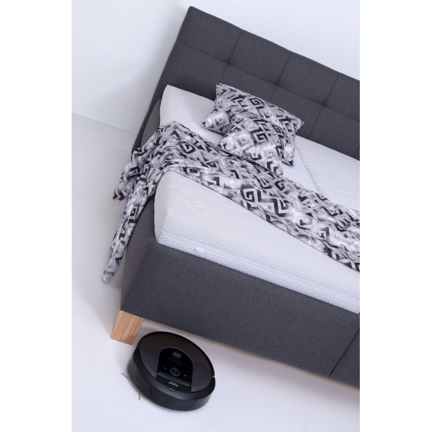 Lit rembourré MARIA 180x200 cm avec coffre de rangement, sans matelas, gris