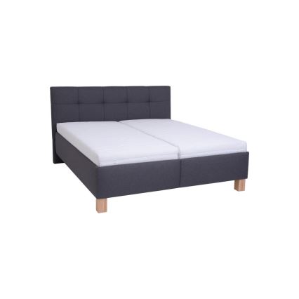 Lit rembourré MARIA 180x200 cm avec coffre de rangement, sans matelas, gris