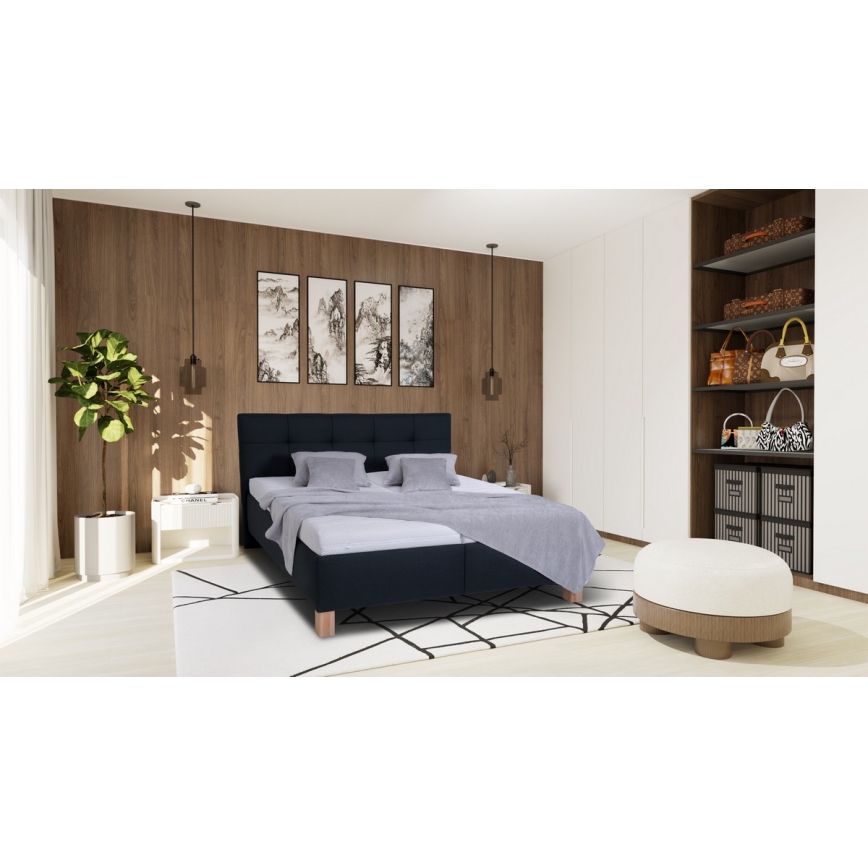 Lit rembourré MARIA 180x200 cm avec matelas et coffre de rangement, anthracite