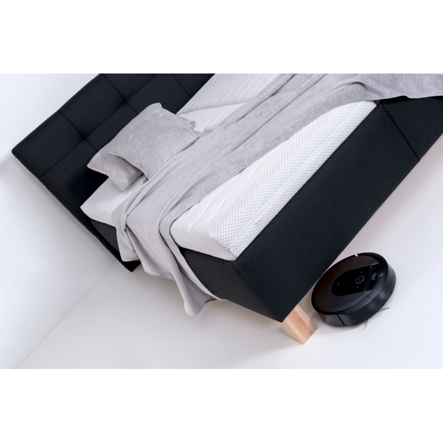 Lit rembourré MARIA 180x200 cm avec matelas et coffre de rangement, anthracite