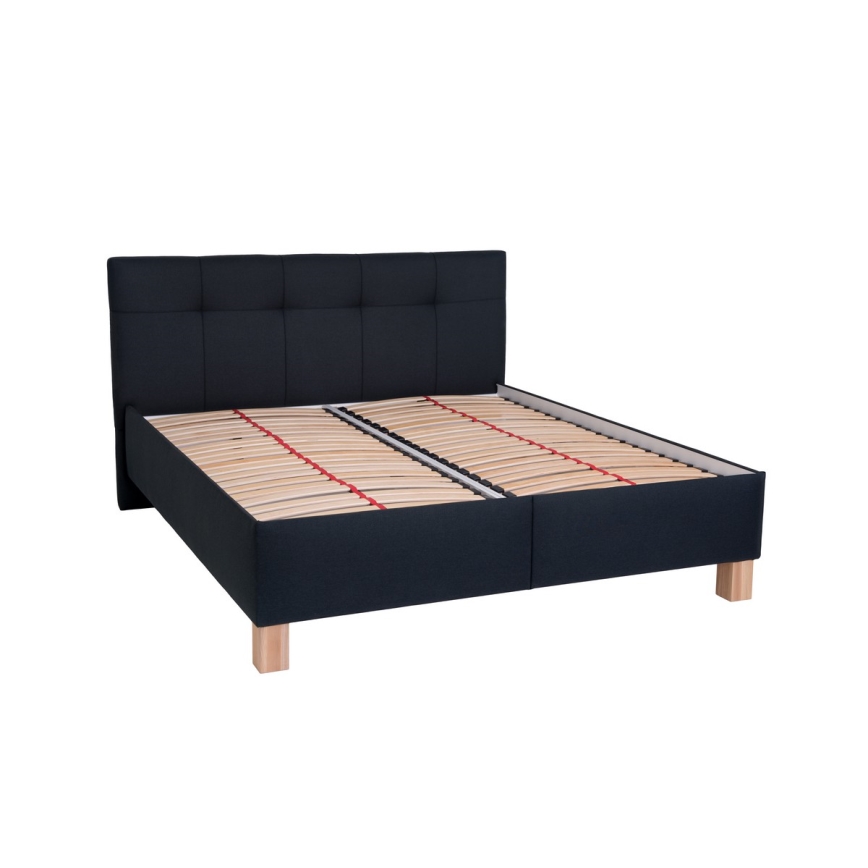 Lit rembourré MARIA 180x200 cm avec matelas et coffre de rangement, anthracite