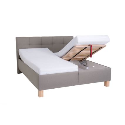 Lit rembourré MARIA 180x200 cm avec matelas et coffre de rangement, taupe