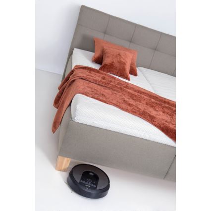 Lit rembourré MARIA 180x200 cm avec matelas et coffre de rangement, taupe