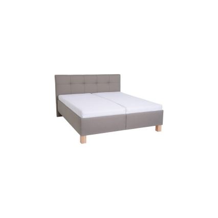 Lit rembourré MARIA 180x200 cm avec matelas et coffre de rangement, taupe