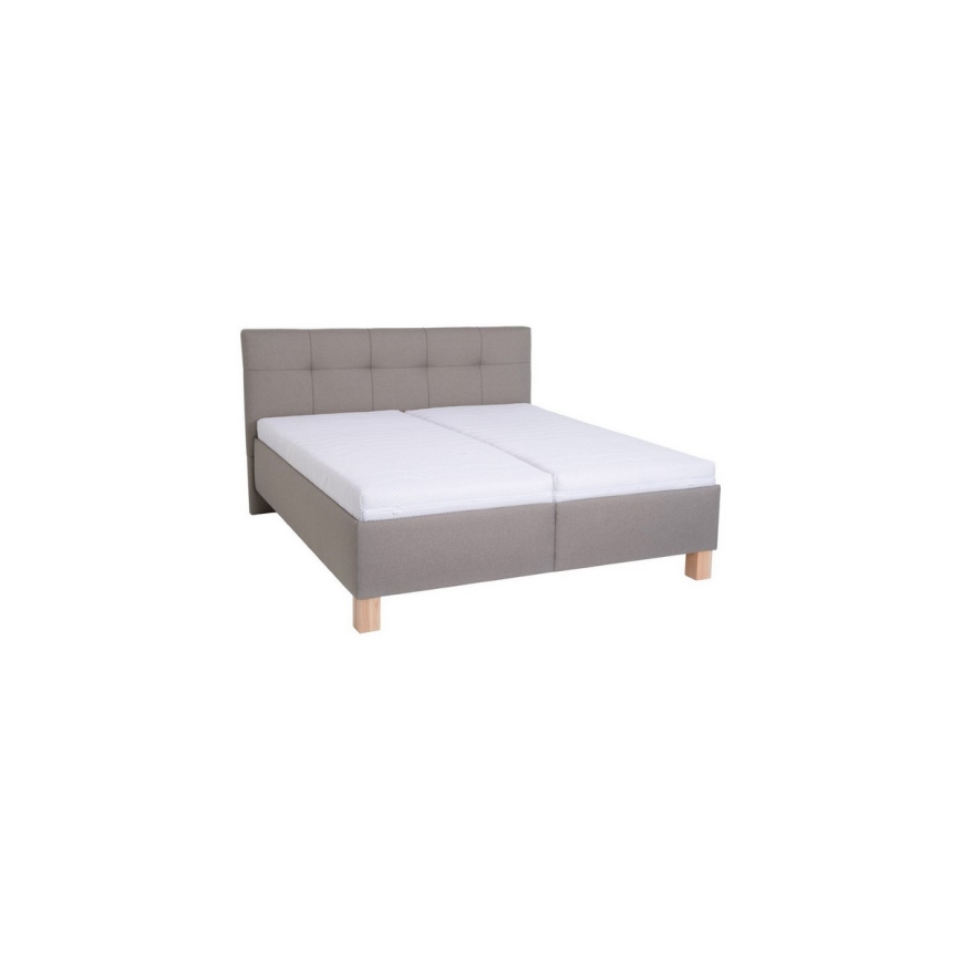 Lit rembourré MARIA 180x200 cm avec matelas et coffre de rangement, taupe