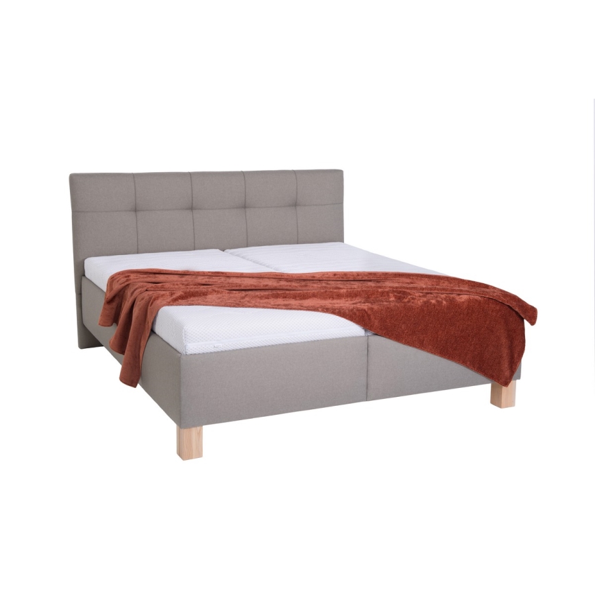 Lit rembourré MARIA 180x200 cm avec matelas et coffre de rangement, taupe