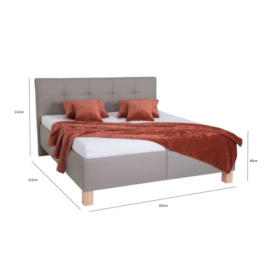 Lit rembourré MARIA 180x200 cm avec matelas et coffre de rangement, taupe