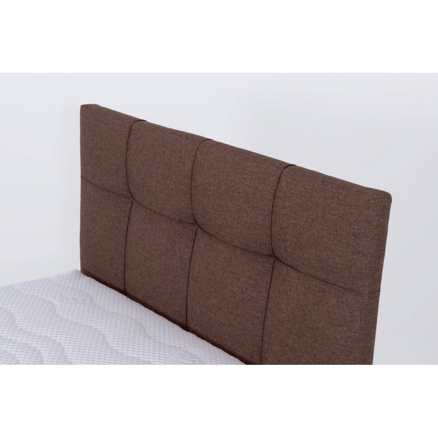 Lit rembourré MARIA ONE 90x200 cm avec matelas et coffre de rangement marron