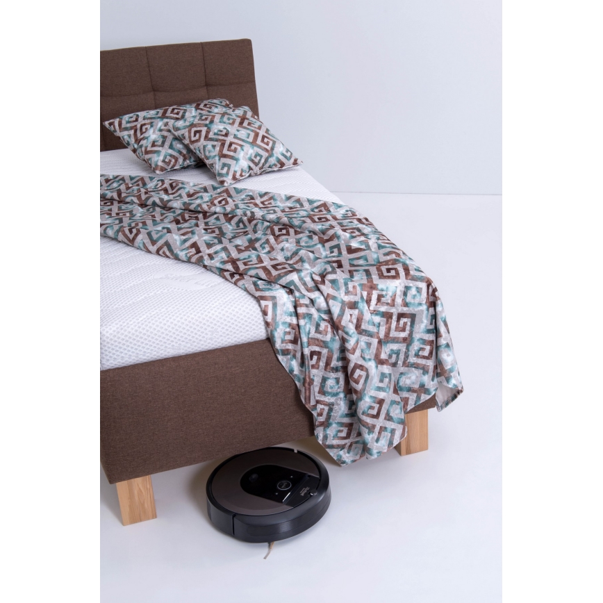 Lit rembourré MARIA ONE 90x200 cm avec matelas et coffre de rangement marron