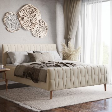 Lit rembourré sans matelas FLORA 180x200 cm beige