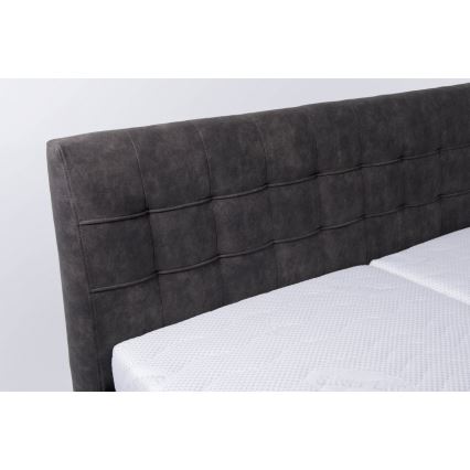 Lit rembourré VIOLET 180x200 cm avec coffre de rangement intégré, sans matelas, gris foncé
