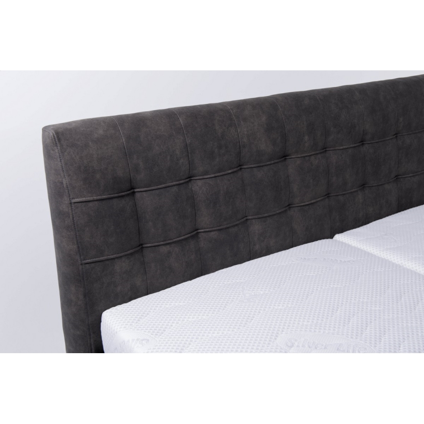 Lit rembourré VIOLET 180x200 cm avec coffre de rangement intégré, sans matelas, gris foncé