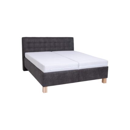 Lit rembourré VIOLET 180x200 cm avec coffre de rangement intégré, sans matelas, gris foncé