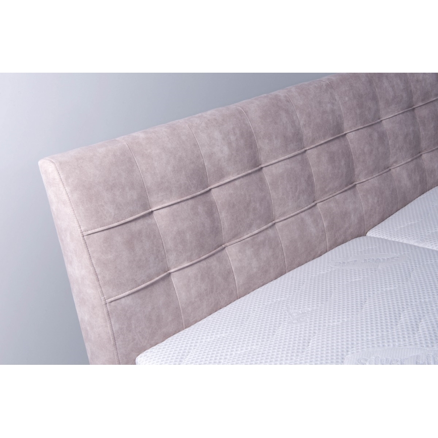Lit rembourré VIOLET 180x200 cm avec matelas et coffre de rangement, beige