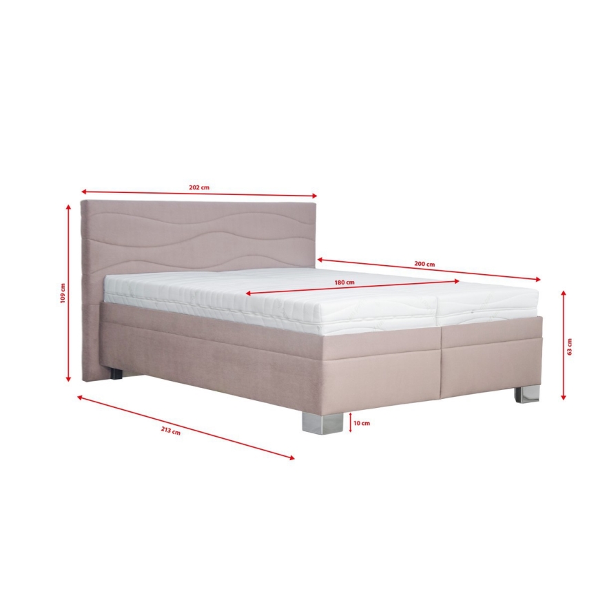 Lit rembourré WINDSOR 180x200 cm avec matelas, beige