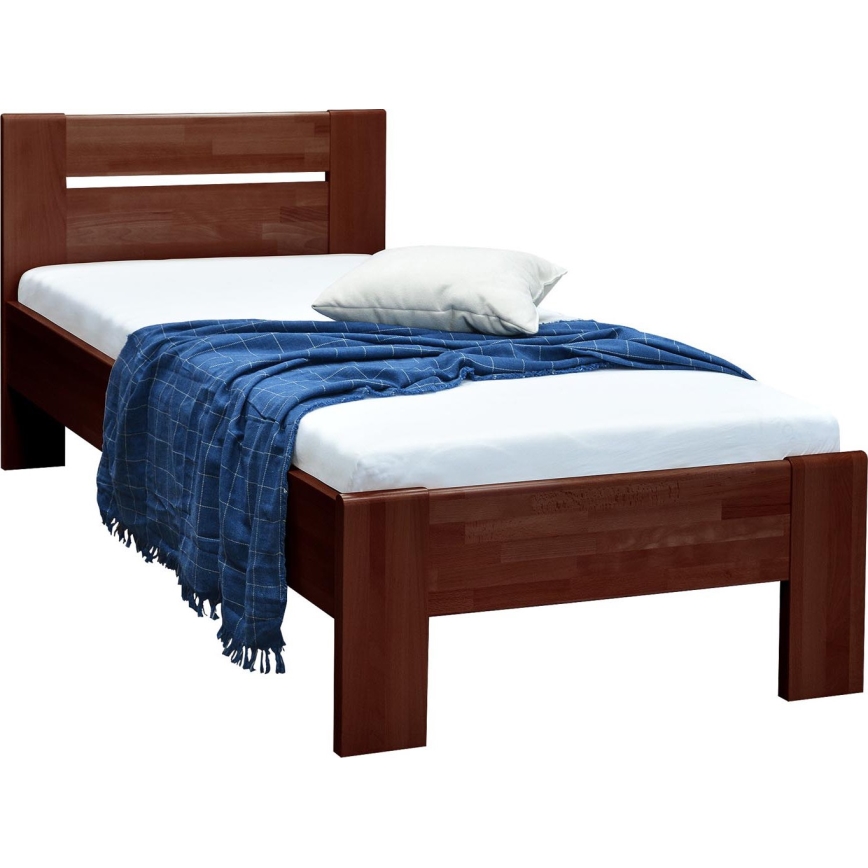 Lit simple AMBER 90 x 200 cm, noyer foncé